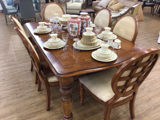 AS-IS Tommy Bahama Dining Table W/6 Chairs/2 Leafs
