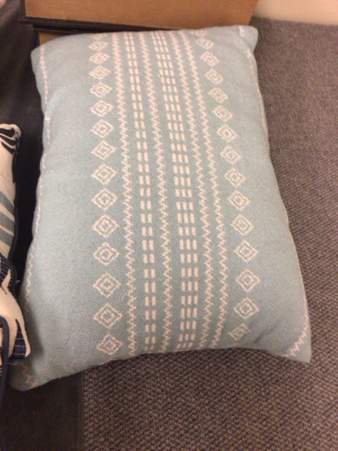 Aqua & White Pattern Lumbar Pillow