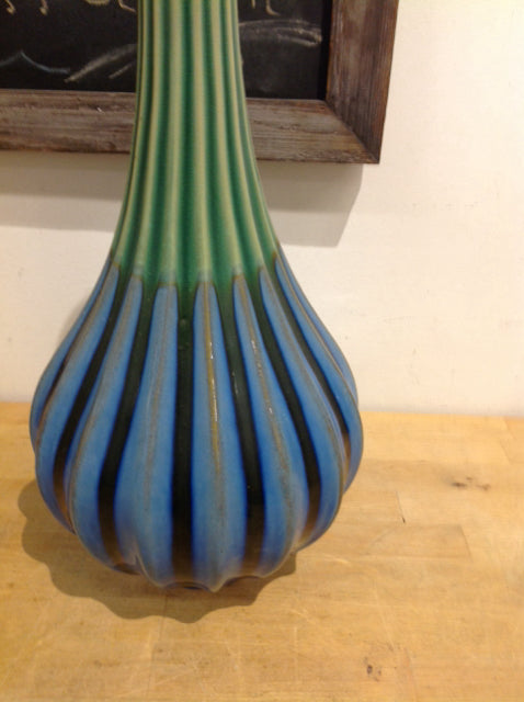 Vase- 18" Blue & Green Ceramic