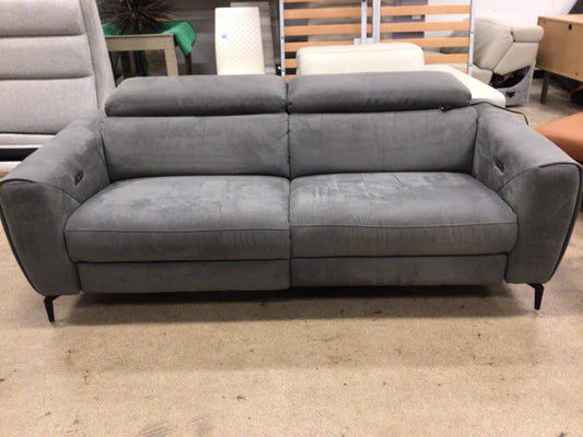 Dark Grey Suede Power Reclining Sofa