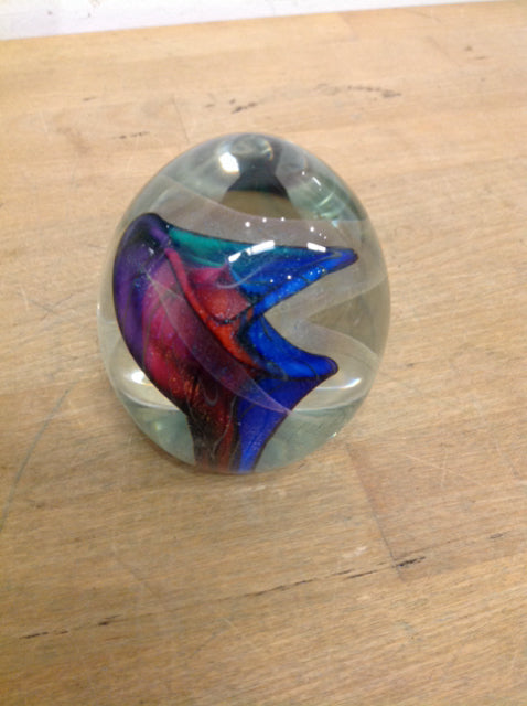 Signed Freund Glass Paperweight