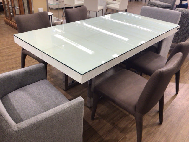 Fendi Leather & Glass Top Rectangular Dining Table