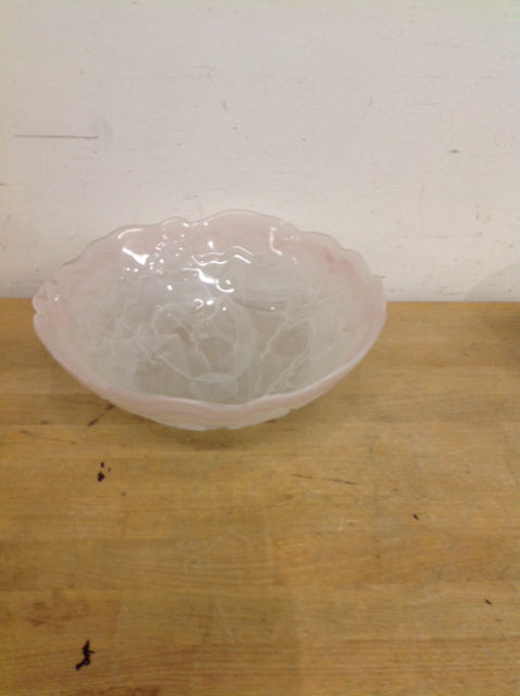 Frosted Pink Art Glass Bowl