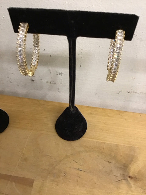 Hoops In And Out Like Stones Gold Earrings