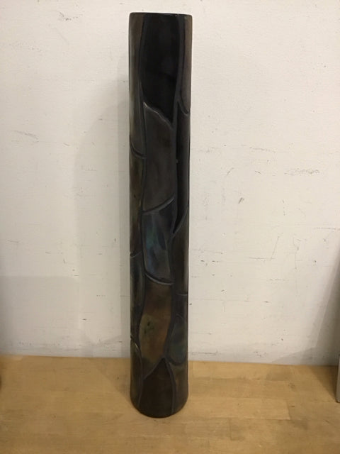 23" Cylinder Shape Mosaic Like Ceramic Vase
