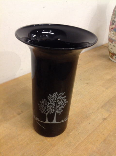 Vase- 11" Black Ceramic Vase