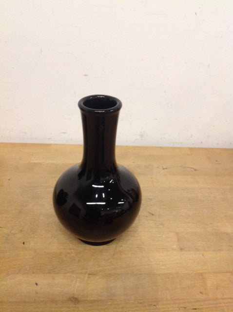 Vase- 9" Black Ceramic