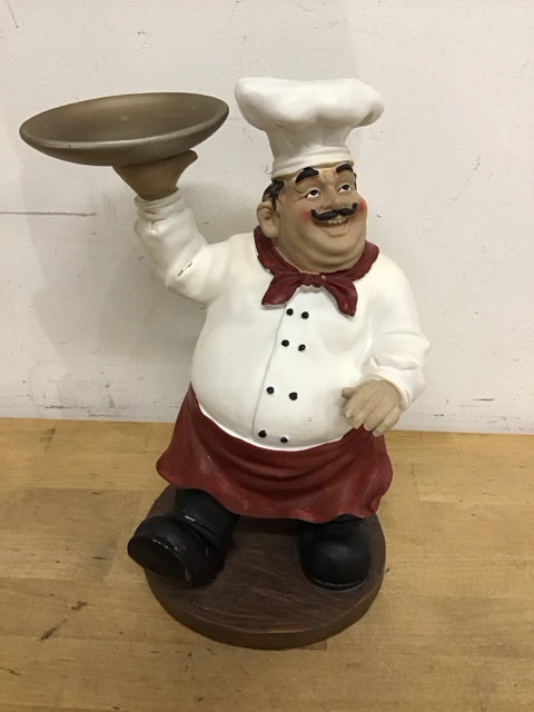 12" Chef w/Platter Resin Statue