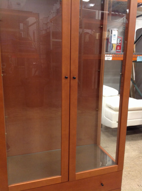 Display Cabinet- Wood & Glass 2 Drawer