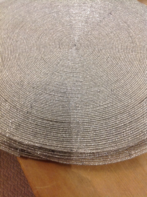 Placemats- Set Of 6 Silver Beaded