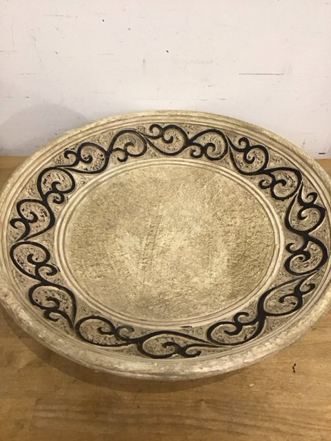 20.5" Beige Resin W/Swirl Pattern Bowl As Is