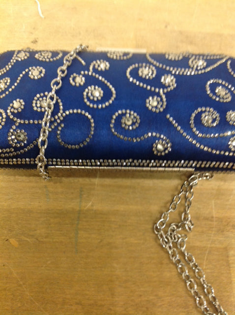 Women's - Blue Satin & Rhinestone Purse
