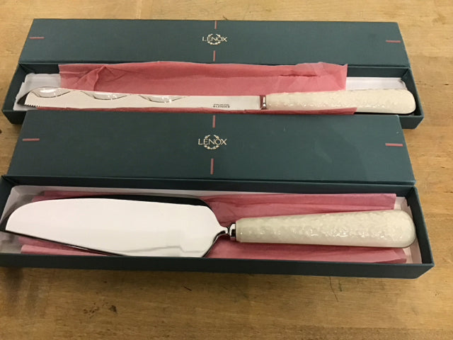 Set Of 2 Lenox Promises Cake Knife/Server