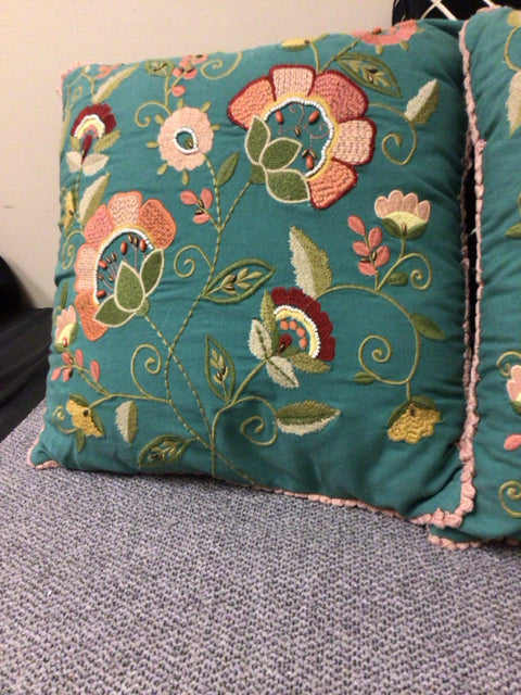 Pier 1 Floral Embroidered Pillow