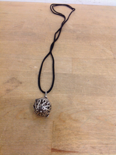 Necklace- Black Rope Silver Pendent