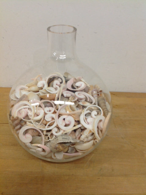 Vase- 12" Clear Glass W Shells