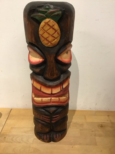 20" Carved Wooden Tiki Totem Pole