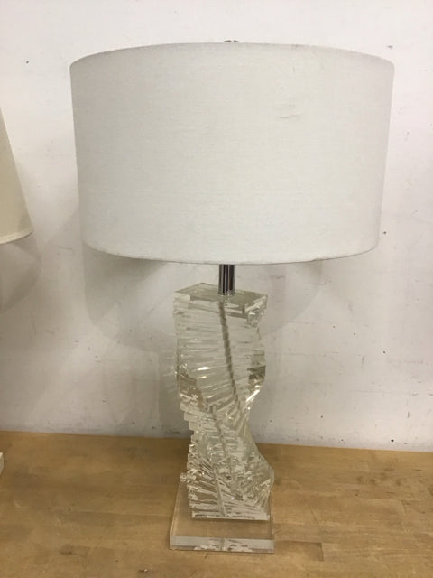 28" Vintage Karl Springer Helix Stacked Lucite Table Lamp