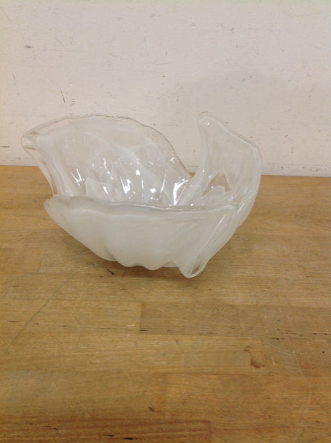White Frosted Art Glass Bowl