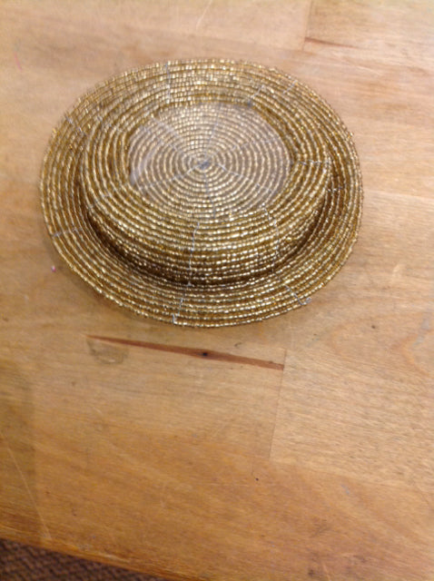 Set Of 6 Gold Beaded Coasters