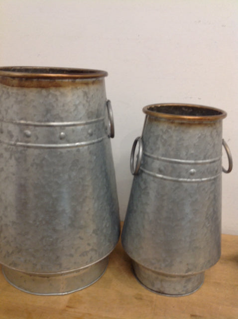 Planters - Set Of 2 Silver Metal