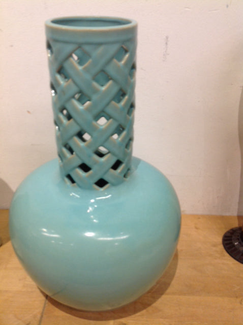 Vase- 15" Aqua Ceramic