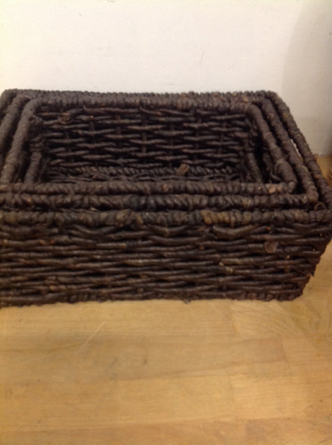 Baskets - Set Of 3 Brown Wicker