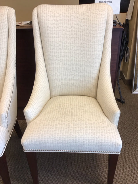 Cream High Back Upholstered Silver Nailhead Trim Chairs