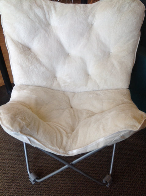 Chair- Butterfly Silver Metal & White