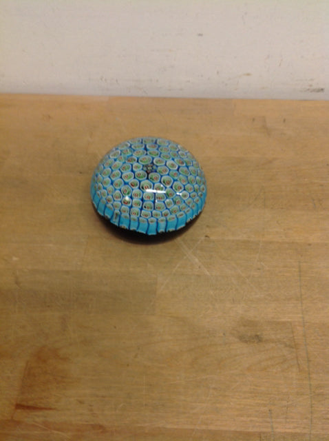 5" Blue Floral Glass Paperweight