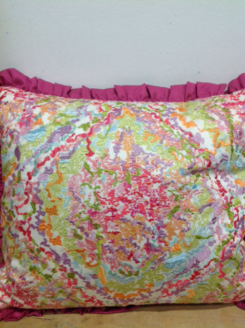 Pillow- 20" Multi Color Pink Ruffle