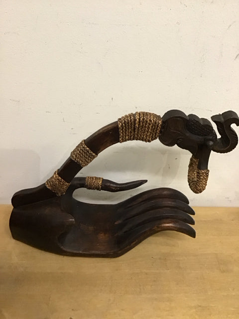 13" Vintage Wooden Wine Bottle Holder