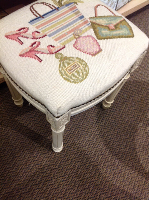 Bench- Wood Cream Purse Fabric