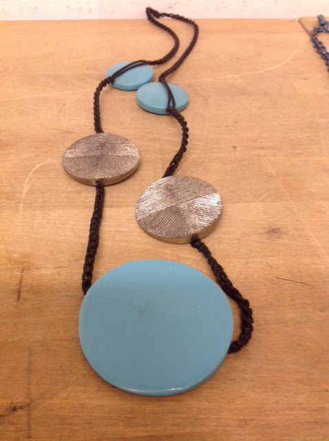 Necklace- Aqua & Silver Metal