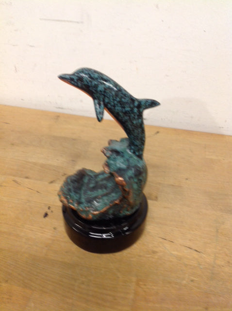 8" Signed Dongo Dolphin Statue
