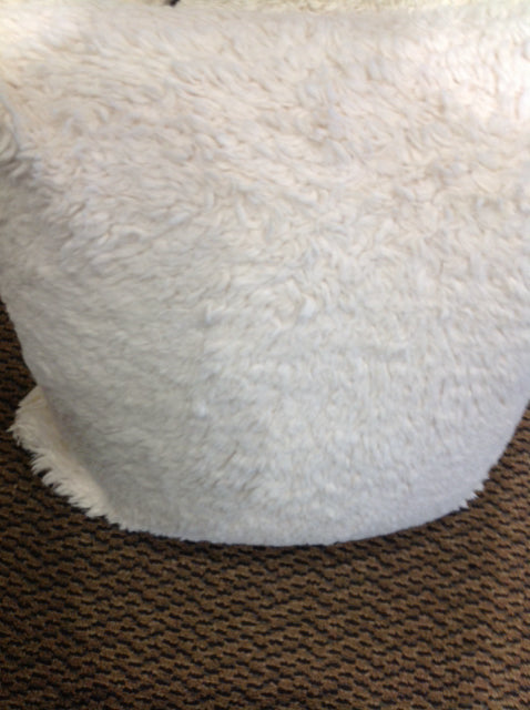 Pillow- 16" P B White Faux Fur