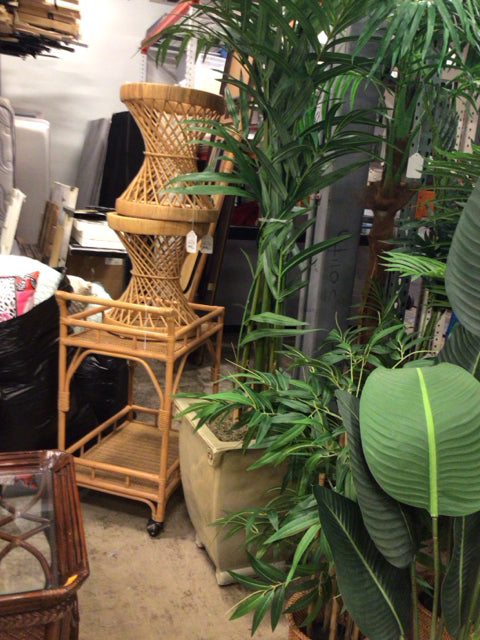 Large Faux Potted Palm In Ceramic Planter
