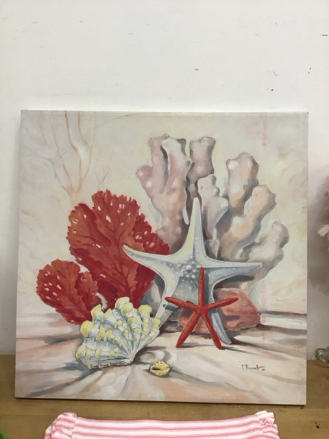 28"x28" Coral Starfish Art