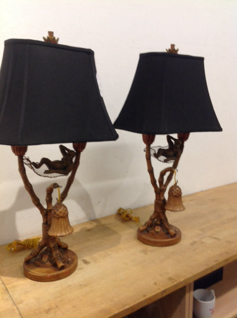 Pair/Monkey in Hammock Maitland Smith Lamps