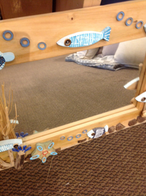 Mirror- 18" X 23" Wood Fish