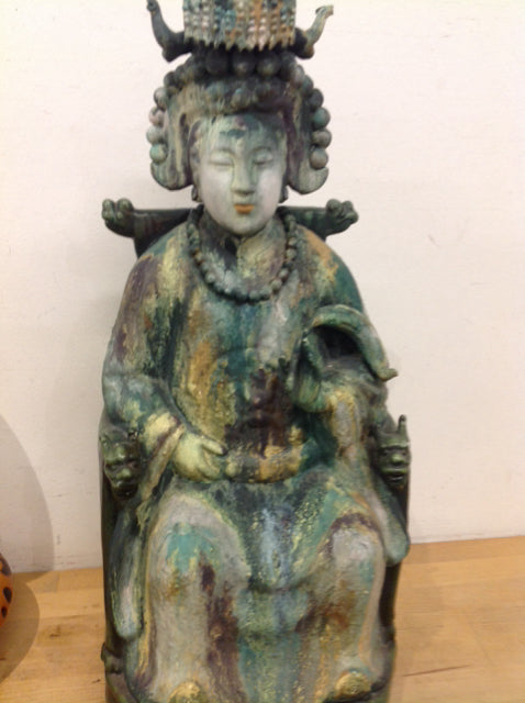 23" Green Pottery Buddah