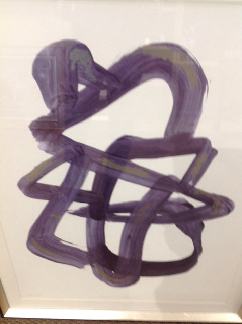 31" X 40" Purple & Silver Abstract