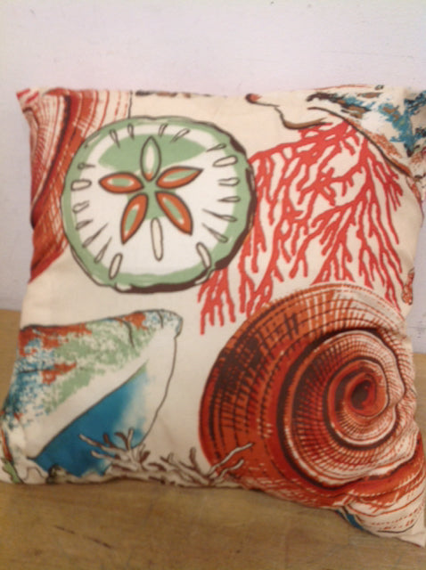Pillow- 16" Rust & Green Sea Life