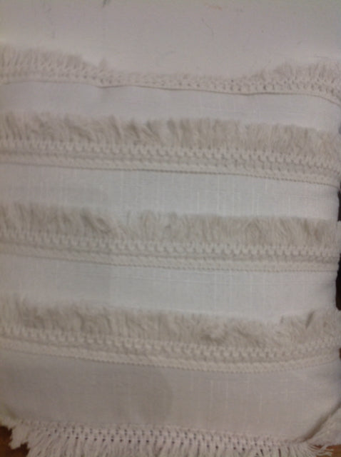 Pillow- 16" White Fringe
