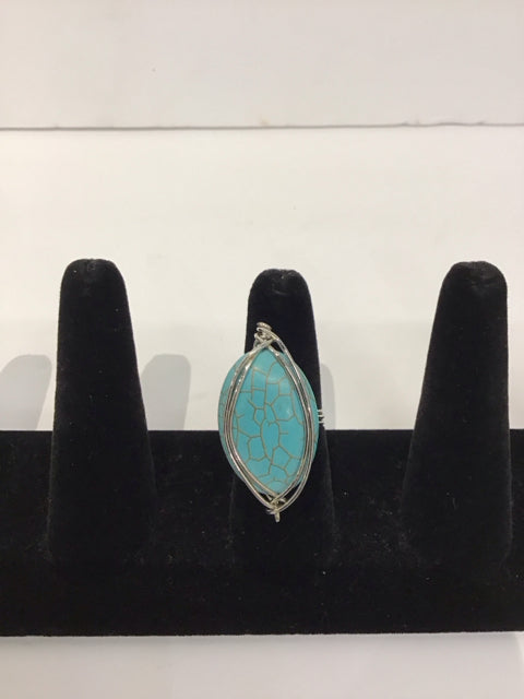 Silver Wired Turquoise Ring