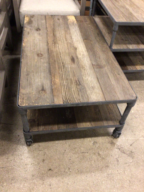 RH Metal & Reclaimed Wood Rectangular Coffee Table