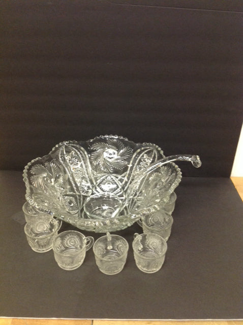 Crystal Punch Bowl, 11 Cups, w/ Ladle