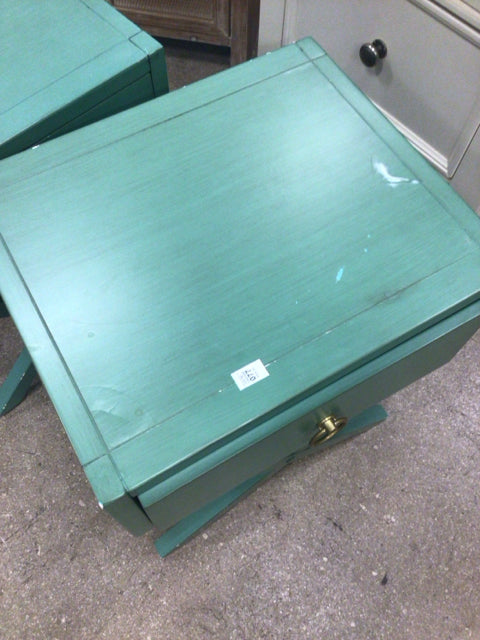 AS-IS Safavieh Green Wood One Drawer Nightstand(Top Dmg/Knicks)