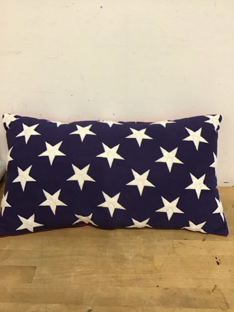 22"x12" Red Blue White Star Pillow