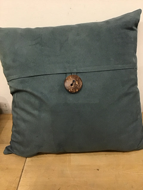18" Sq. Green Button Pillow